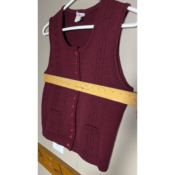 Junior House Vtg Sweater Vest Burgundy Button Preppy Heritage Academia Womens S - Picture 4 of 9